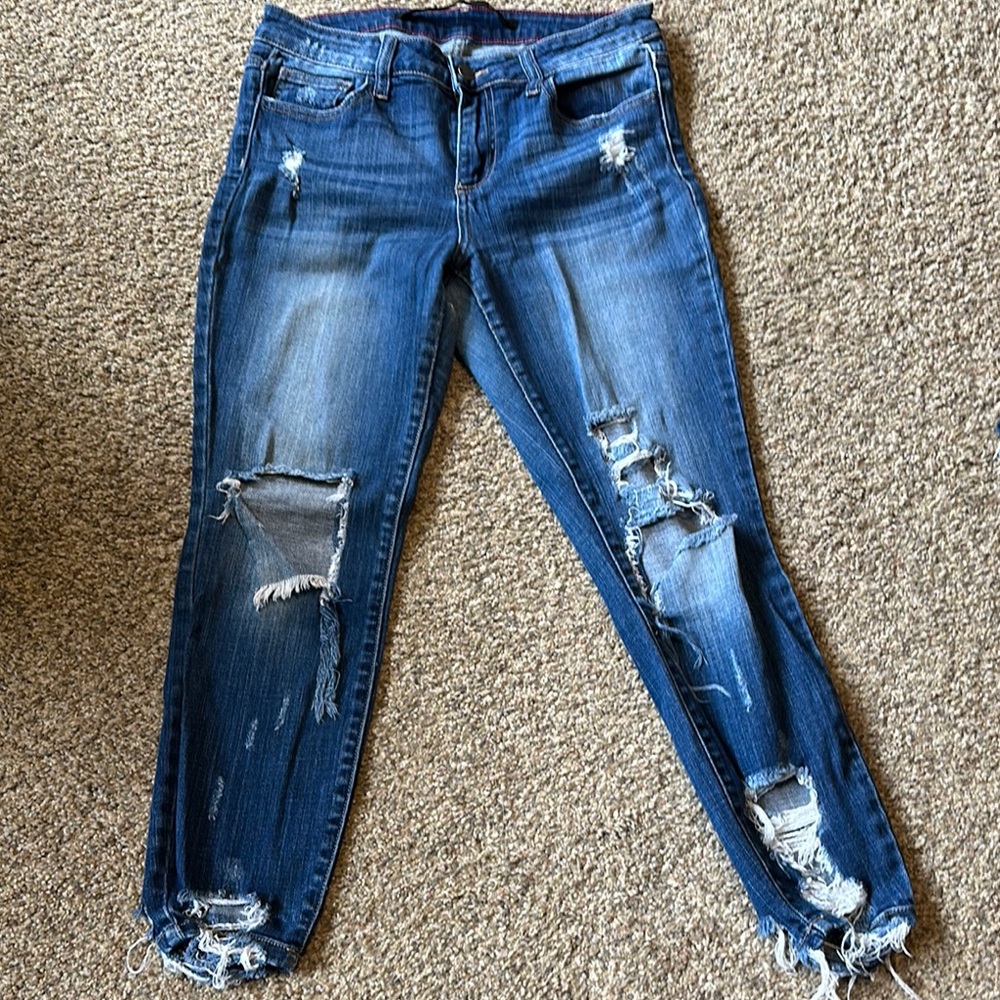 Harper Blue Skinny Jeans with Distressed Details